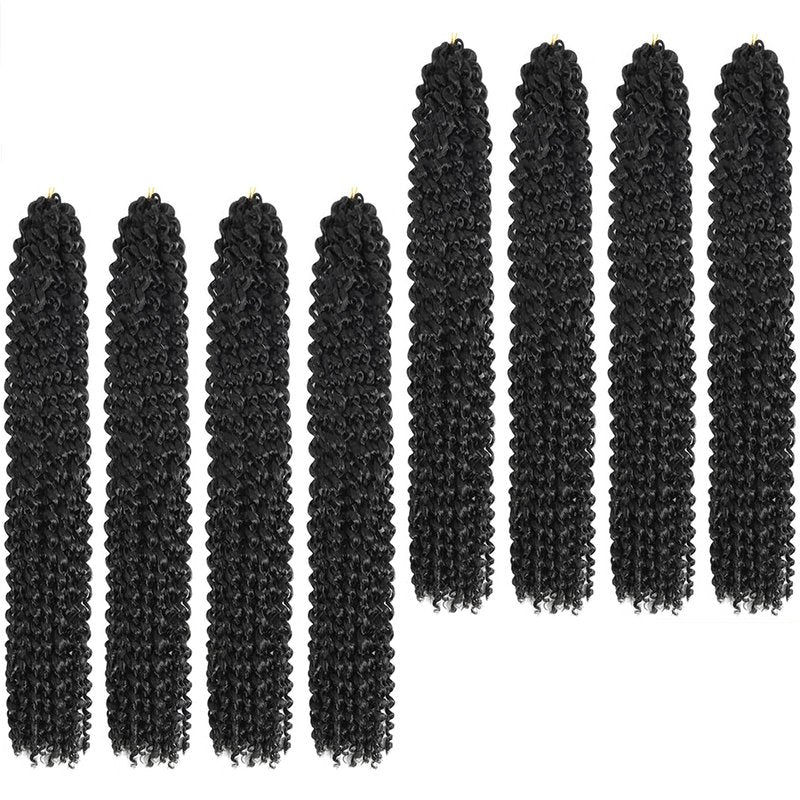 Passion Twist Hair 26 Inch 8 Packs Long Passion Twist Crochet Hair For Women Water Wave Braiding Hair Bohemian Spring Twist Hair Synthetic Hair Extension (26 Inch (Pack of 8), 1B#)
