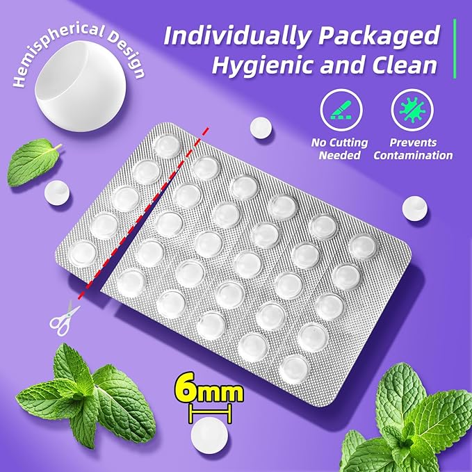 Orthodontic Wax for Braces - 180 Dental Wax Dots | Hygienic Individual Wraps, Mint Flavor