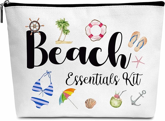 Summer Cosmetic Bag, Cruise Gift Makeup Bag with Zipper for Toiletry Bag Accessories, Beach Lover Gifts for Women Girls Birthday- B13