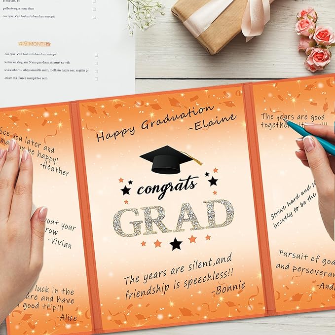Vlipoeasn 2026 Graduation Guest Book Alternative, Orange Class of 2026 Graduation Party Decorations, Graduation Signature Book for 2026 College High School, Unique Graduation Gifts for Friends