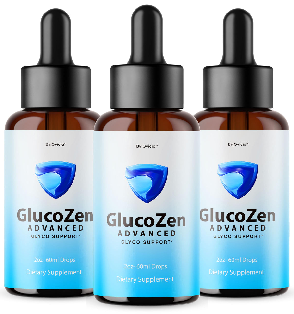 (3 Pack) Glucozen Drops - Official Gluco Zen Oral Liquid Drops Advanced Premium Formula Maximum Strength, All Natural Ingredients Vitamins for Overall Health & Wellness, 3 Bottles for 3 Months