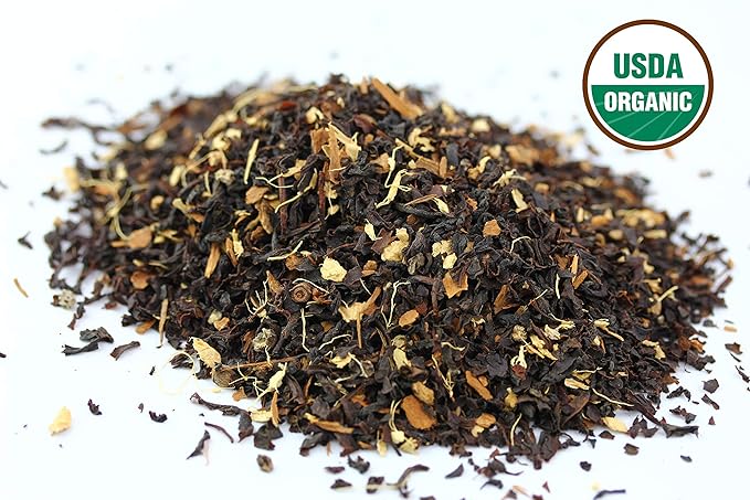 Classic Chai Tea Loose Leaf | CEYLON (110+ Cups) | 100% CERTIFIED ORGANIC Chai Ingredients| Black Tea, Cinnamon, Cardamom, Cloves & Black Pepper | Brews Chai Latte | Ancient Indian House Recipe | 8oz