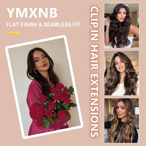 YMXNB Clip In Hair Extensions Real Human Hair 20Inch 120g 100% Remy Human Hair Extensions Clip Ins Invisible Seamless Straight Human Hair Clip In Extensions 7pcs Double Weft Natural Black