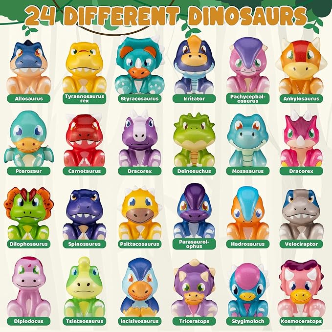 Party Favors for Kids 24PCS Dinosaur Squishy Toys,Goodie Bag Stuffers, Pinata Stuffers,Birthday Gifts for Boys & Girls,Treasure Chest Prizes,Classroom Prizes for Kids (Dinosaur) (Dinosaur)