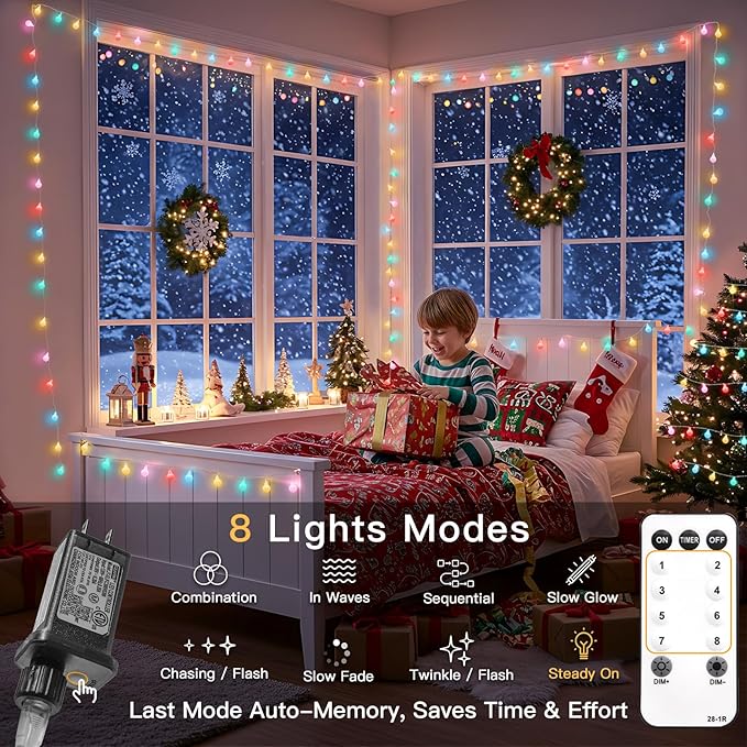 suddus Pastel Easter String Lights, 66ft 200 Led Connectable Globe String Lights Indoor with Timer, Fairy Lights Plug in for Mantle, Tree, Bedroom, Party, Room, Classroom, Patio, Outdoor Decoration