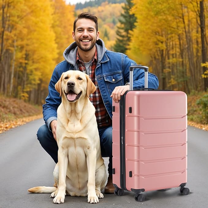 Simple Deluxe 20/24/28 Inch Expandable Hardside Carry On with Spinner Wheels & TSA Lock, ABS Hard Shell Lightweight Rolling Luggage Suitcase, Pink