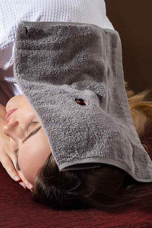 6 Ear Candling Treatment Towels with 20 pcs Ear Candling Protective Discs, Gray and White. Please Note, Ear Candles not Included