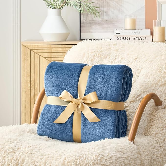 Hansleep Fleece Mineral Blue Full Blanket, Super Soft Flannel Fuzzy Plush Cozy Blanket for All Seasons, Mineral Blue, Full 84x90 Inches
