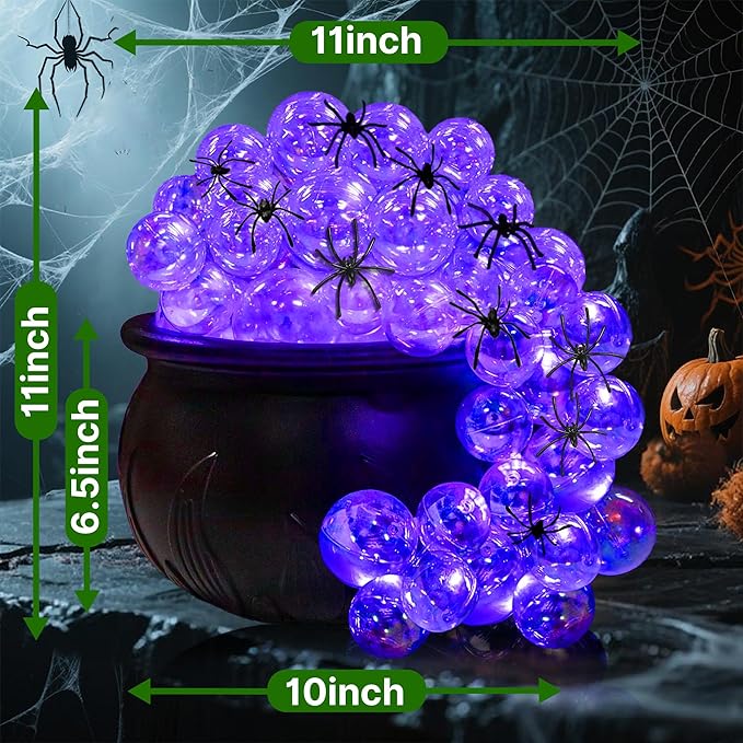 Halloween Decorations Indoor - DIY Bubbling Cauldron Set with 10pcs Simulation Spider, Halloween Hocus Pocus Party Decor with 9.84ft LED Light,Spooky Vintage Decor for Home Kitchen Room