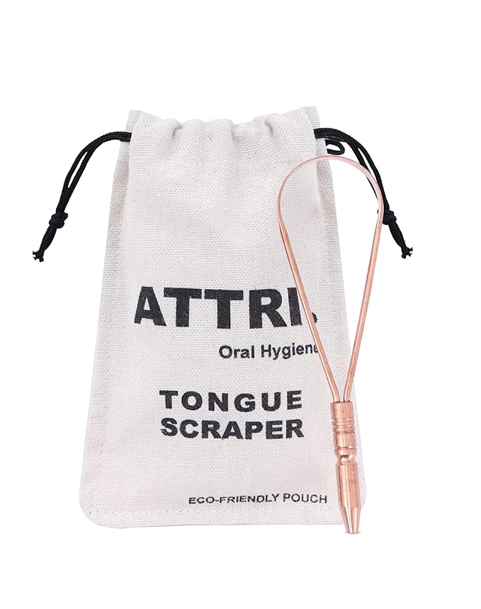100% Pure Copper Single Handle Tongue Scraper Eco-Friendly Pouch for Adults and Kids - Durable Tongue cleaner Copper - Tough Scraper Oral Care & Hygiene-Unique design