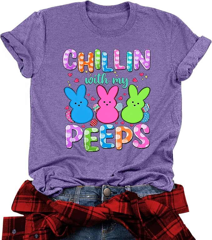 LAZYCHILD Women Easter Teacher Shirts: Funny Treat All with Kindness T-Shirt Bunny Rabbit Tee Tops