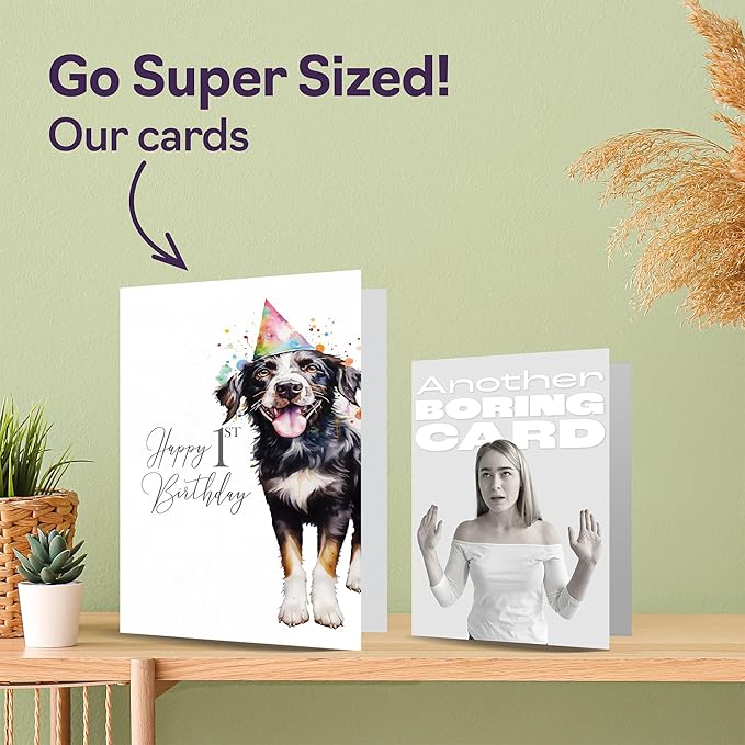1st Birthday Cards for Boys Girls - Party Dog - Happy Birthday Card for 1 Year Old Boy Girl Grandson Granddaughter Son Daughter Nephew Niece, A5 Bday Greeting Cards