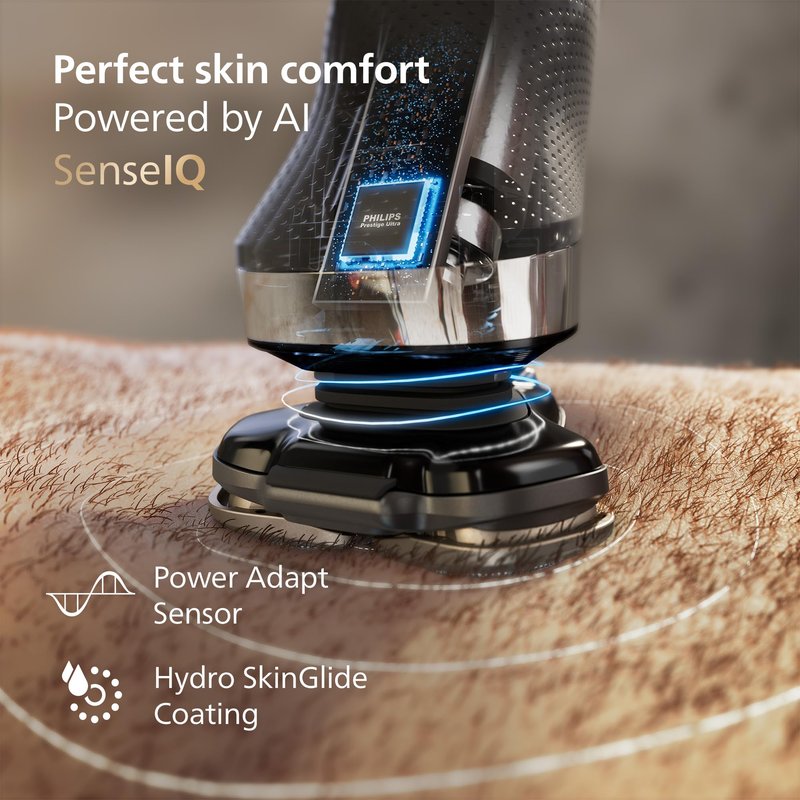Philips Norelco Shaver i9000, Wet & Dry Electric Shaver, Dark Slate, SenseIQ Technology, Triple Lift & Cut System, 360 Rotating Dual SteelPrecision Precision Blades, Quick Clean Pod, X9002/82