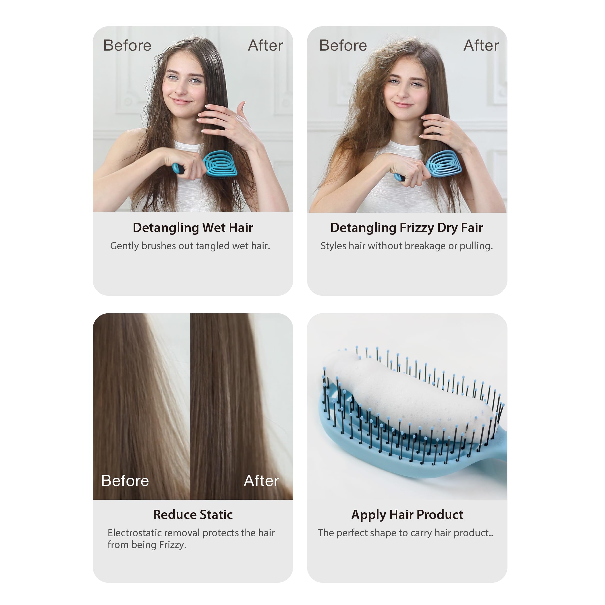NuWay® C Brush® Scalp Care Detangling Hair Brush – Gentle Scalp Massage & Easy Detangling for Wet or Dry Hair, Everyday Hairbrush for Healthy Looking Hair (Pink Petal)