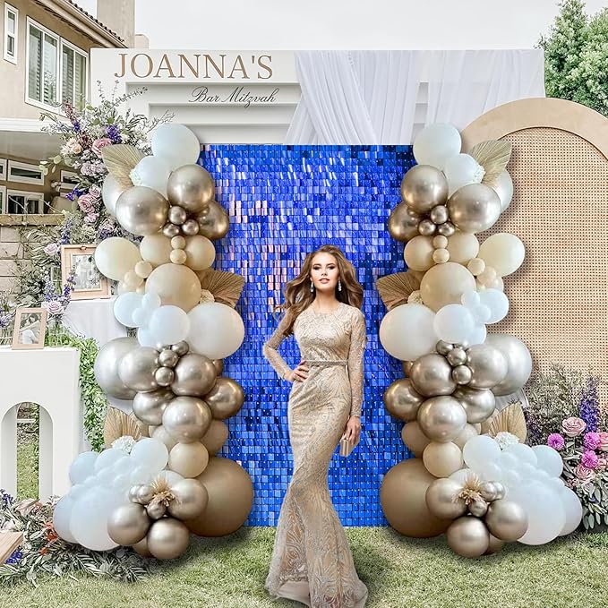 Shimmer Sequin Wall Backdrop Panels, 12pcs DIY Party Decor for Wedding, Birthday, Graduation, Anniversary, Engagement, Holiday & Home Decoration (Blue)