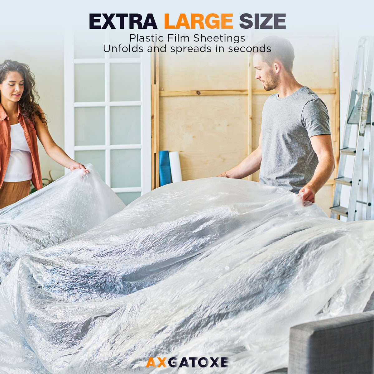12 x 9 Ft Plastic Sheet Drop Cloths (20-Pack) - Disposable Painter's Sheeting & Tarps for Painting, Waterproof Painting Supplies, Dust Cover for Furniture/Couch/Floor Protection