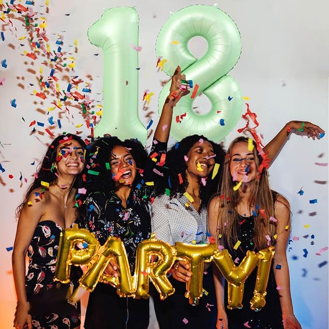 40 Inch Number 18 Balloons, Olive Green Giant Jumbo Helium Number 18 Foil Balloons for 18th 81th Birthday Party Anniversary Events Boys Girls Decorations Supplies