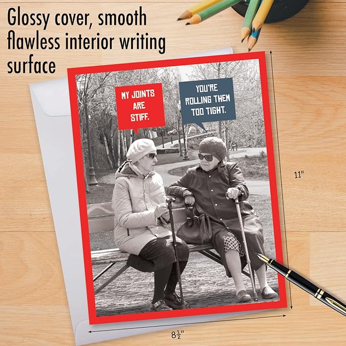 NobleWorks Jumbo Humorous Birthday Greeting Card 8.5 x 11 Inch with Envelope (1 Pack) Large Jumbo Bday Unlit Stiff Joints J10246BDG