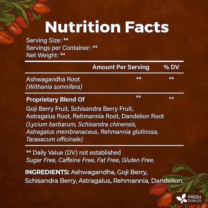 FreshDrinkUS, Ginseng 6 Treasures Kidney Tea, 30 Packs Of Super Kidney Cleanse Detox Tea For Men & Women, 100% Natural Roots & Berries | Caffeine-Free | Adaptogenic Blend for Energy, Wellness & Vitality Support