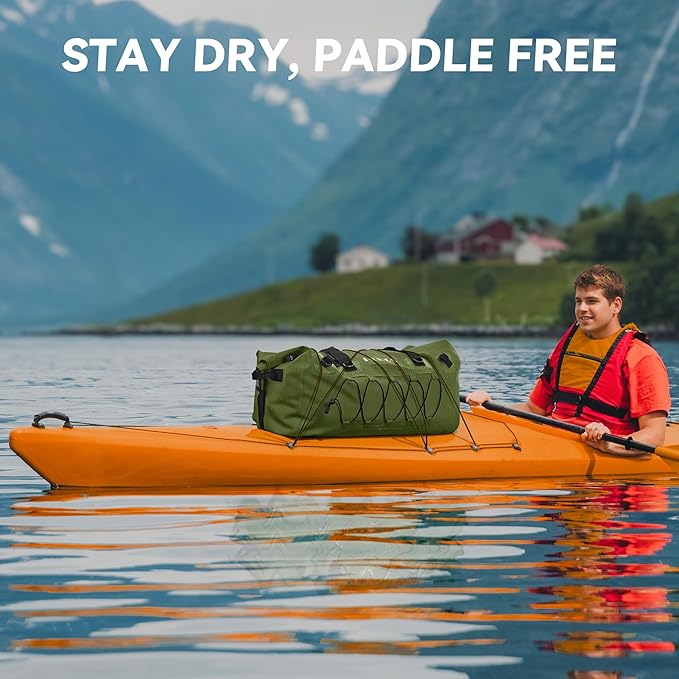 HEETA Waterproof Duffel Bag Motorcycle Dry Bag Backpack, 60L/80L Extra Large Rolltop Travel Duffle Bags with Straps & Handles for Kayaking Rafting Boating Canoeing Camping Gym Beach Cruise Ship
