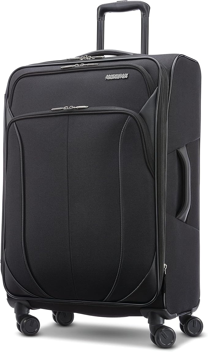 American Tourister 4 KIX 2.0 Expandable Softside Luggage with Spinner Wheels, 24 SPINNER, BLACK