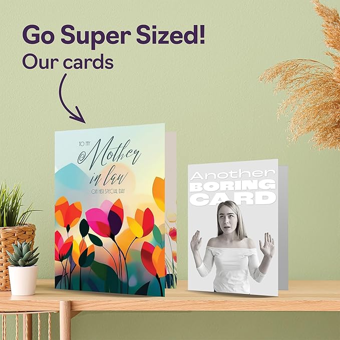 Mother in Law Birthday Card - Vibrant Summer Flowers - Vivid Happy Birthday Card for Mother in Law from Daughter Son, A5 Female Floral Bday Golden Greeting Cards