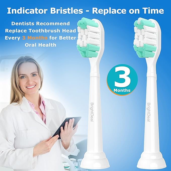 BrightDeal Replacement Toothbrush Heads for Philips Sonicare ProtectiveClean 4100 5100 6100 DailyClean DiamondClean EasyClean PowerUp Plaque Control Gum Health C2 G2 HX6817/01 HX6857/11 White, 4 Pack