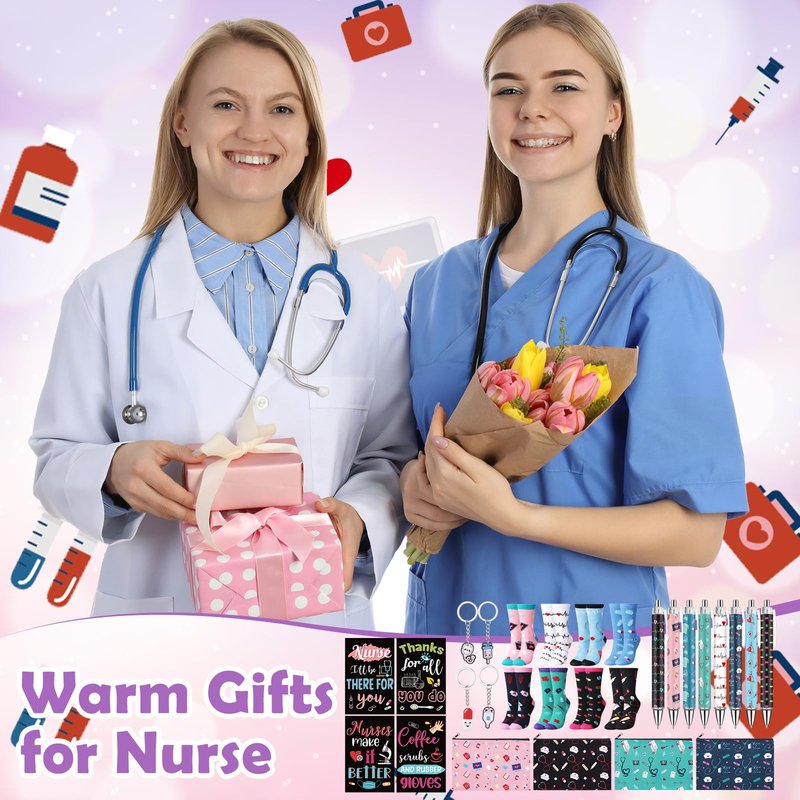 Fulmoon 40 Pcs Cna Week Appreciation Gifts Bulk 2026 Nurse Gifts for Women Novelty Socks Makeup Bags Keychains Notebooks Ballpoints for Cna Nurse Graduation