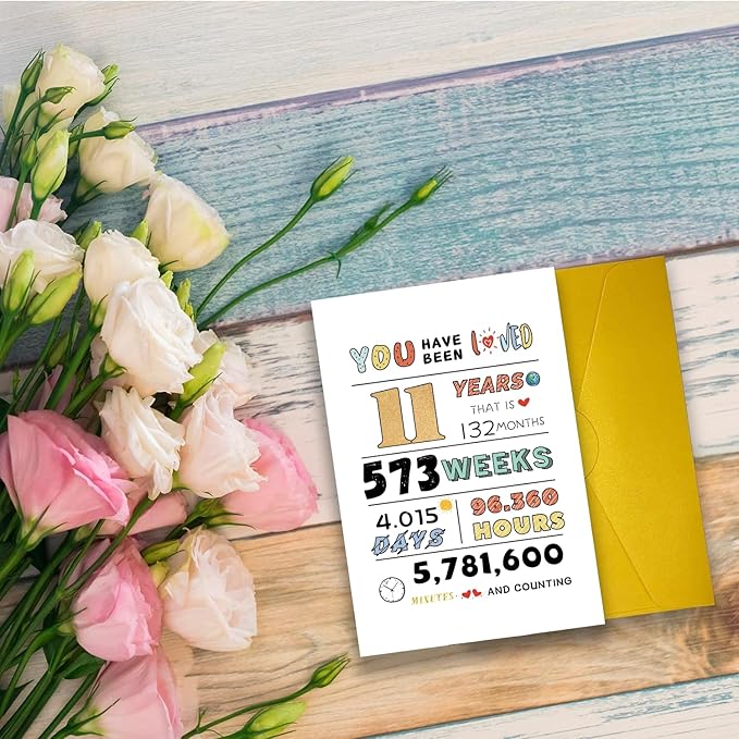Cute 11th Birthday Card for Boys Girls, Ideal eleven Year Old Birthday Card Gift for Son Daughter Grandson Granddaughter, Happy Birthday Card for 11 Years Old Children, 11Th Birthday Decoration