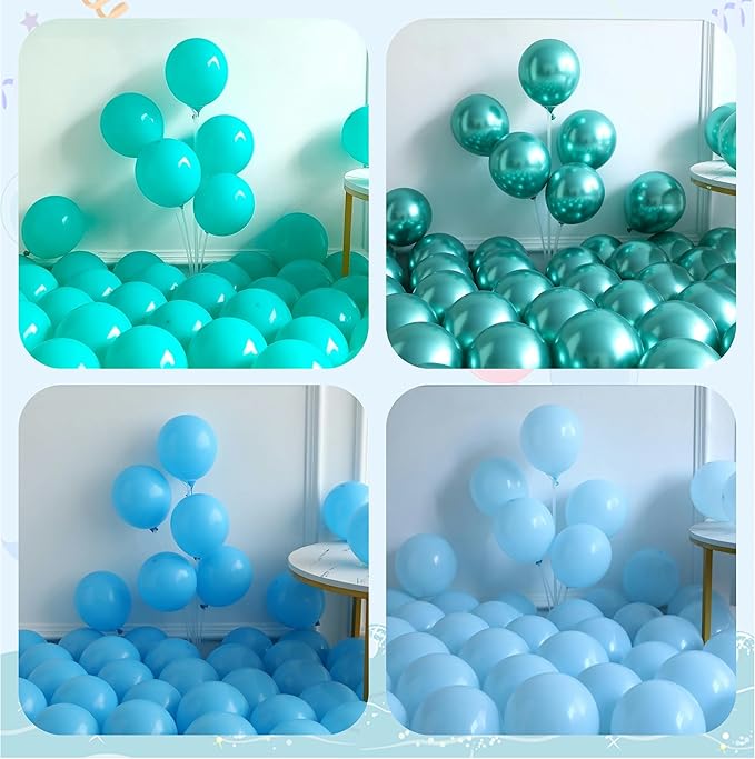 Under the Sea Party Decorations, 154pcs Ocean Blue Balloon Garland Arch Kit, Blue Bubble Balloons with Dolphin Shark Hippocampus Foil Balloon for Ocean Birthday Party Supplies Shark Party Decor