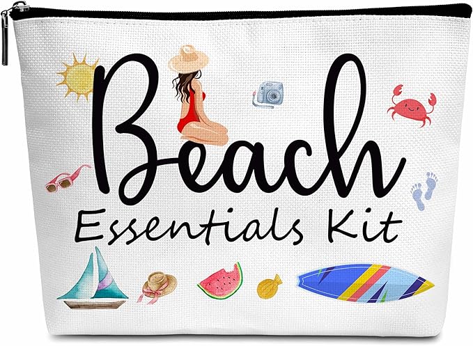Summer Cosmetic Bag, Cruise Gift Makeup Bag with Zipper for Toiletry Bag Accessories, Beach Lover Gifts for Women Girls Birthday- B14