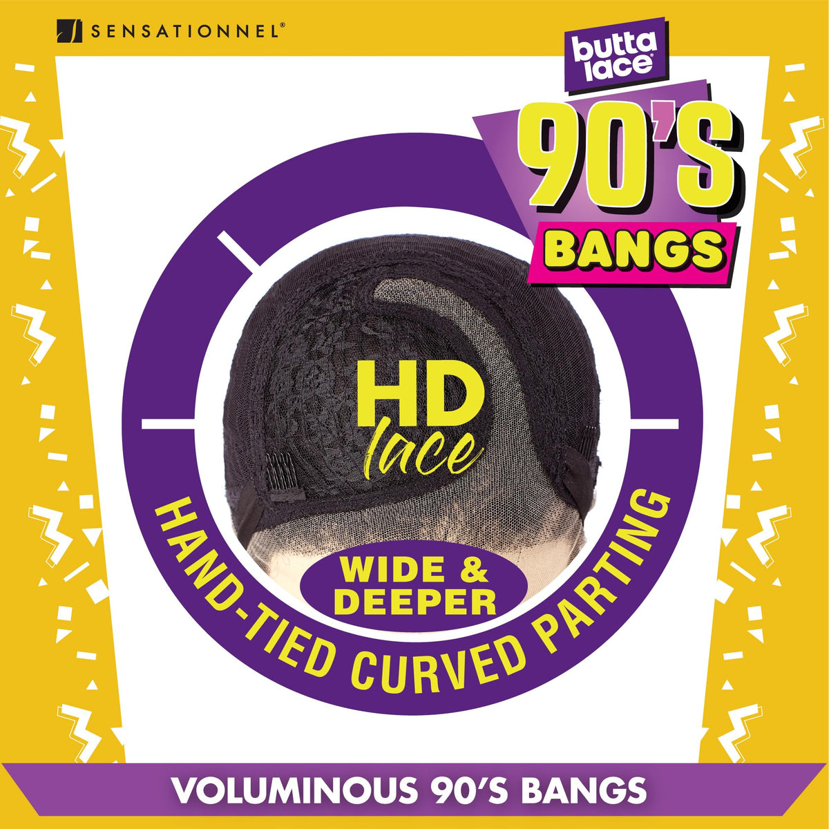 Sensationnel Butta Lace 90s Bangs Wig-Unit 907, 1 JETBLACK