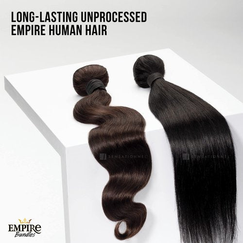 Sensationnel Empire Bundles- Straight 10a Tangle Shed Free Human Hair for Weaving and Sew in Styles - 1 pack (24 inch, NATURAL/BLACK)