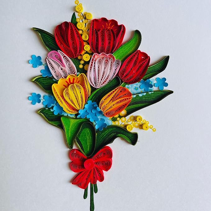Quilling Card 3D Greeting Cards, handmade Quilling Cards birthday card, handcrafted cards for all occasions, Heart, tulip flower (Tulip)