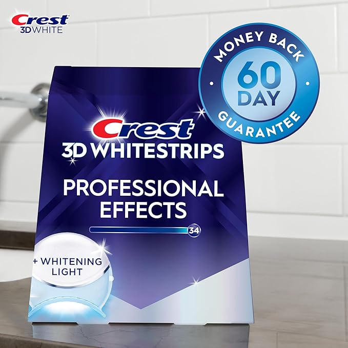 Crest 3D Whitestrips Professional Effects + LED Light – Teeth Whitening Kit, 1 Light + 20 Treatments, Each with 1 Upper/1Lower, 40 Strips – Crest 3DWhite Teeth Whitening Strips