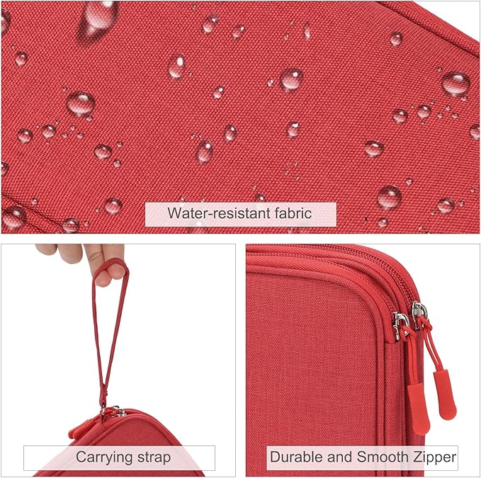FYY Electronic Organizer, Travel Cable Organizer Bag Pouch Electronic Accessories Carry Case Portable Waterproof Double Layers Storage Bag for Cable, Cord, Charger, Phone, Earphone, Medium Size, Red