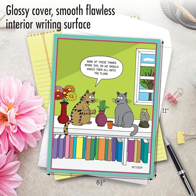 NobleWorks Extra Large Hilarious Birthday Greeting Card From Us 8.5 x 11 Inch with Envelope (1 Pack) Oversize Jumbo Bday Cat Spark Joy J7297BDG-US