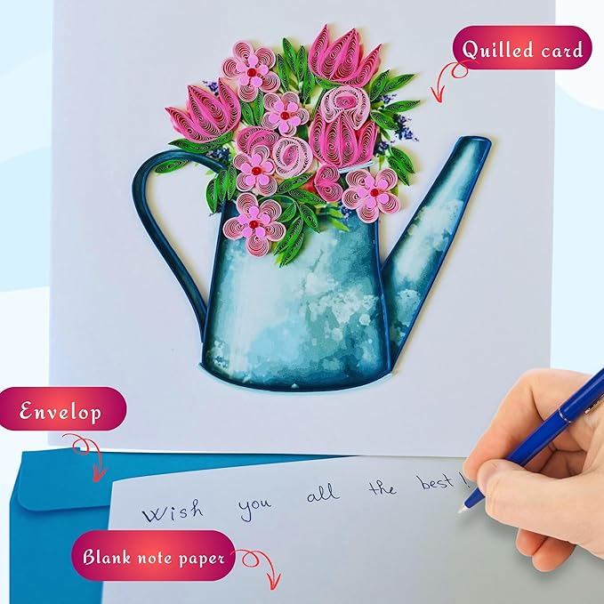 Quilling Card 3D Greeting Cards, handmade Quilling Cards birthday card, handcrafted cards for all occasions, Heart, tulip flower (Flowers)
