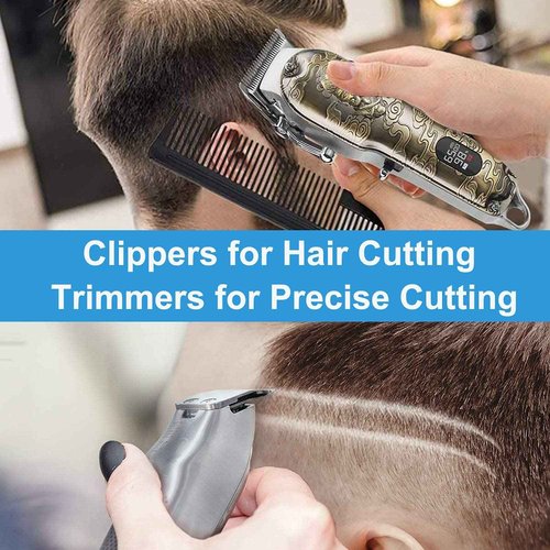 Suttik Hair Clippers and Trimmers Set of 3, Professional Cordless Hair Clippers for Men, Barber Clippers for Hair Cutting with T-Blade Trimmer Set, Beard Trimmer for Men, LED Display, Gold