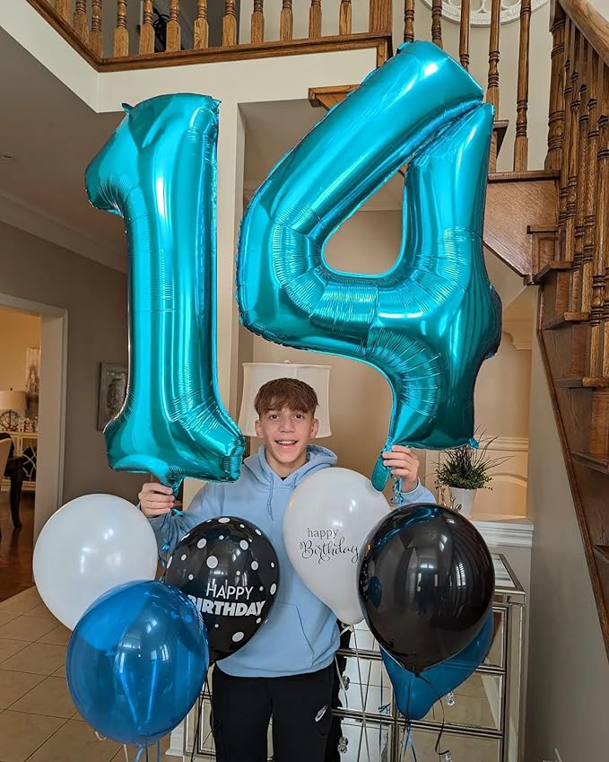 Light Blue Number 1 Balloon for First Birthday 40 Inch, 1st One Number Balloons Birthday Decorations for Girl Boy Toddler Baby