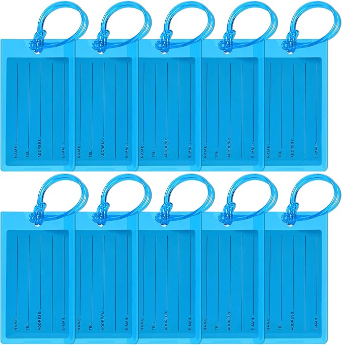 10 Pack Luggage Tags for Suitcases, Airplane Travel Essentials for Flying, International Travel Must Haves, and Luggage Accessories by Sodsay