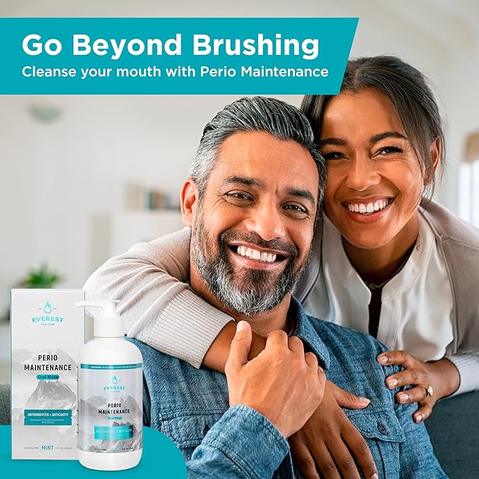Perio Maintenance Alcohol Free Mouthwash – Concentrated Mouthwash for Bad Breath, Plaque, Sensitive Teeth, and Gingivitis or Gum Disease - Fresh Mint Flavored Fluoride Rinse Pack of 2 by Everest
