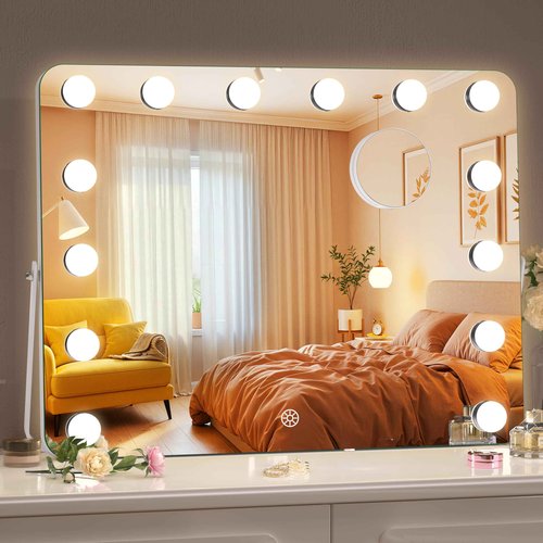 MINISO Vanity Mirror with Lights - 17.7" x 13.8" Hollywood Makeup Mirror with Adjustable Brightness,3 Modes Light