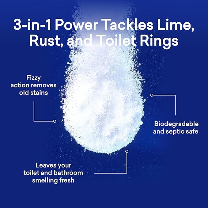BLUELAND Toilet Bowl Cleaner Tablets, 2-Pack, 28 Count, Peppermint Eucalyptus, Plastic-Free, No Harsh Chemicals, Plant-Based
