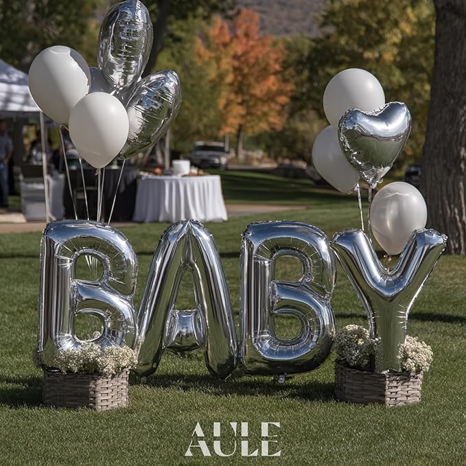 AULE 40 Inch Big Letter Balloon Silver B Large Foil Helium Alphabet Balloons A-Z for Birthday Anniversary Graduation New Year Party Decoration Supplies