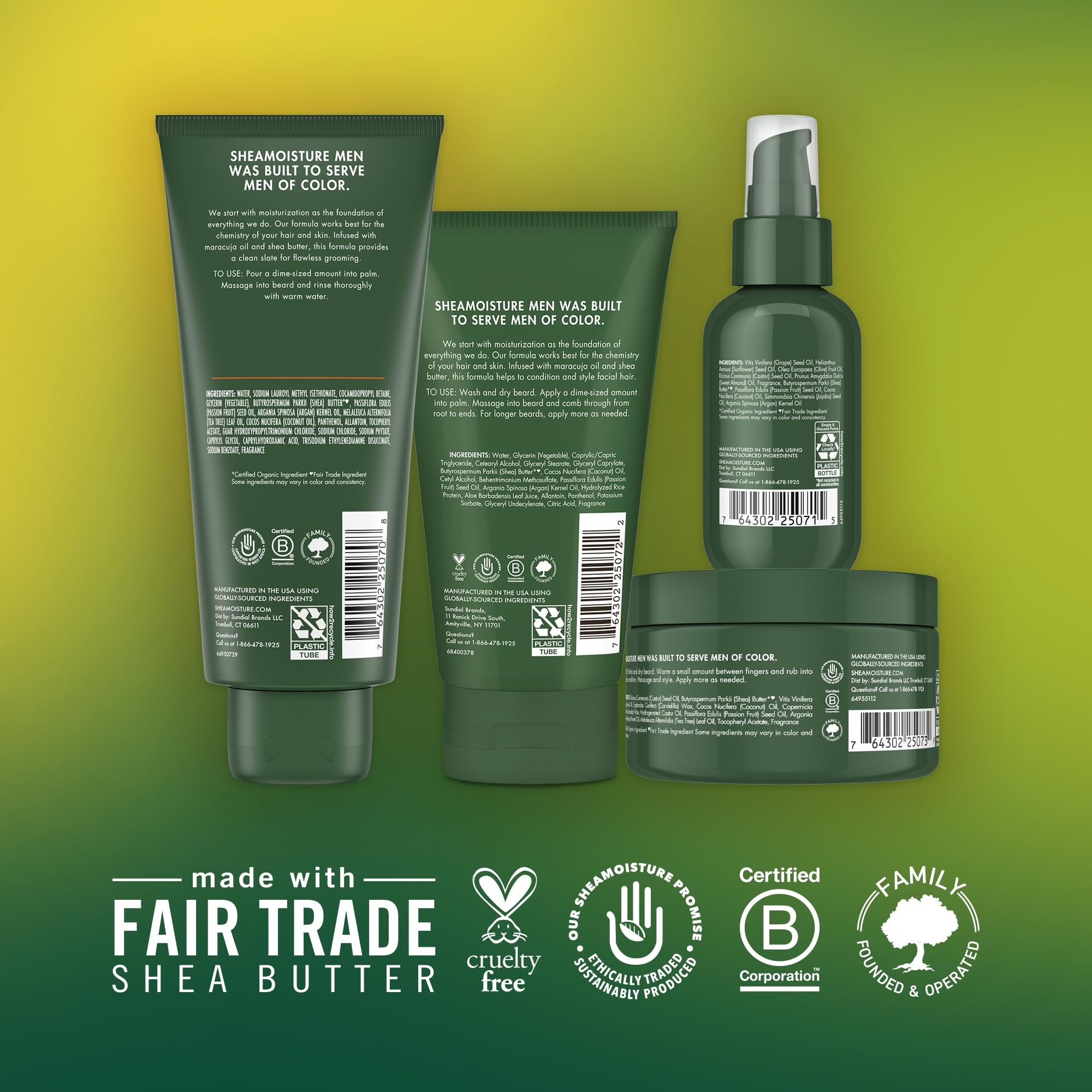 SheaMoisture Beard Kit for Men – Beard Wash, Conditioning Beard Oil, Full Beard Detangler + Beard Balm with Shea Butter & Maracuja Oil, Gifts for Men (4 Piece Set)
