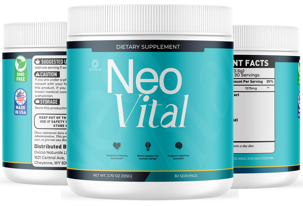 (5 Pack) Neo Vital - Official NeoVital Powder Advanced Premium Formula with All Natural Ingredients Maximum Strength, Neo Vital Memory Powder for Brain Health Wellness, 300 Servings for 5 Months