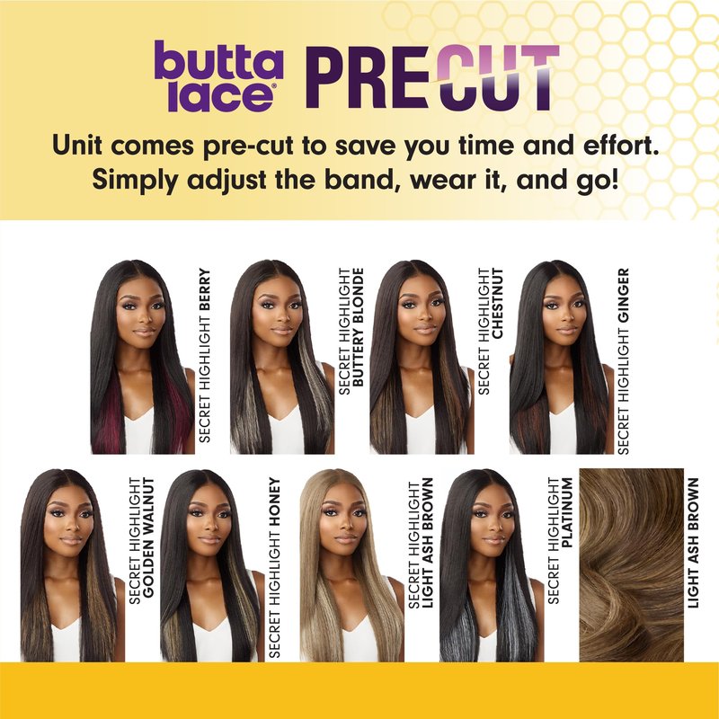 Sensationnel Butta Lace Precut Wigs - Unit 2 Glueless Extra Wide 5 Inch Deep Parting Synthetic Pre Tweezed Smaller Knot Hairline (1B OFFBLACK)