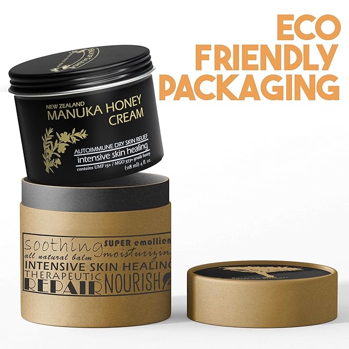 BALM OF GILEAD Manuka Eczema Honey Cream - Moisturizer for Sensitive Skin, Eczema, Psoriasis & Dermatitis - Manuka Honey Ointment, Grassfed Tallow