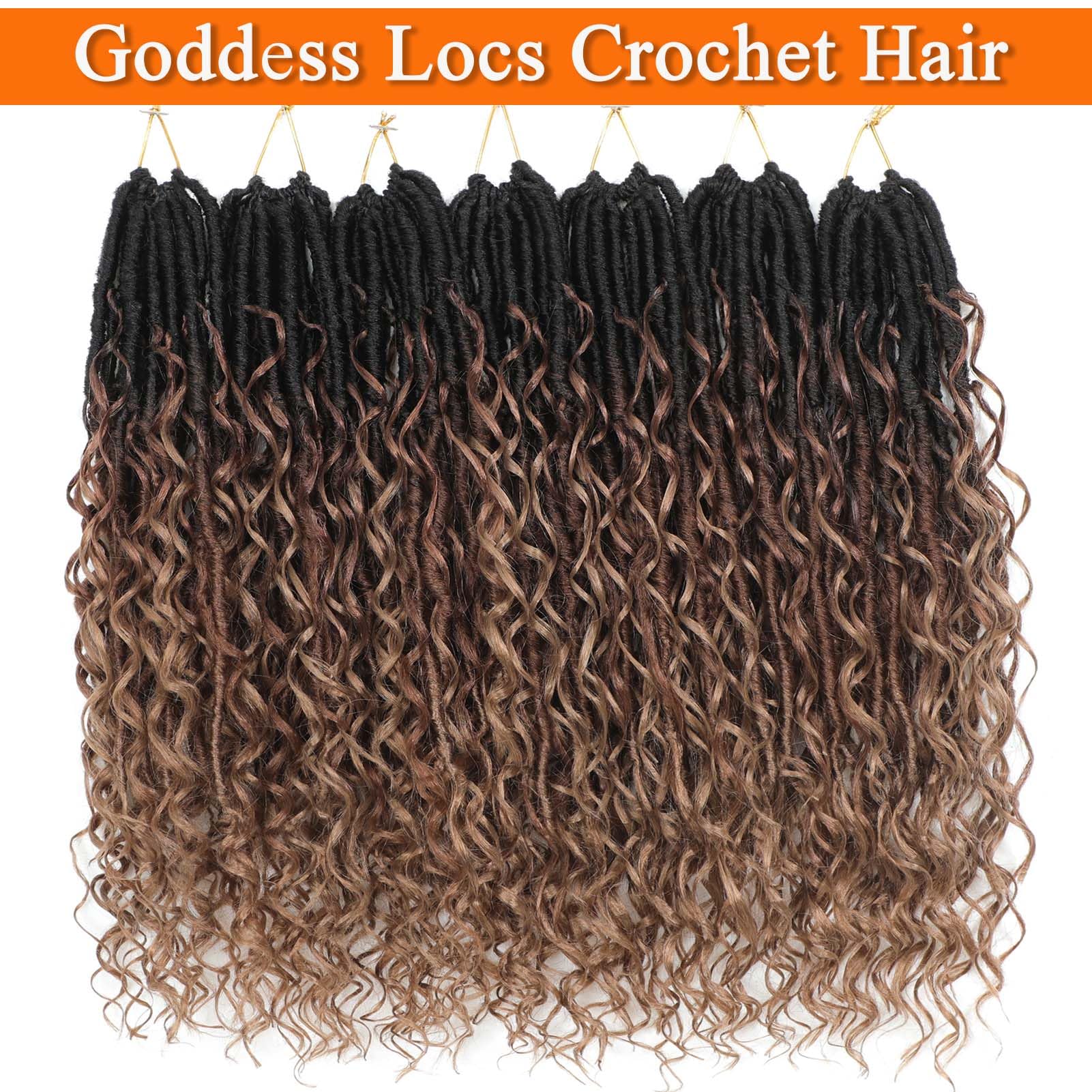 Boho Faux Locs Crochet Hair 24Inch 7Packs Bohemian Goddess Locs Crochet Hair Pre Looped Boho Soft Locs Synthetic Braids Hair Extensions for Women (1b/30/27#, 24 Inch)